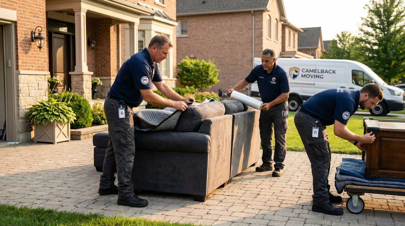 Large estate moving crew wrapping furniture in Grovetown, GA