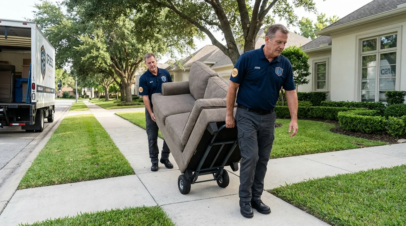 Local residential moving crew loading furniture in Grovetown, GA